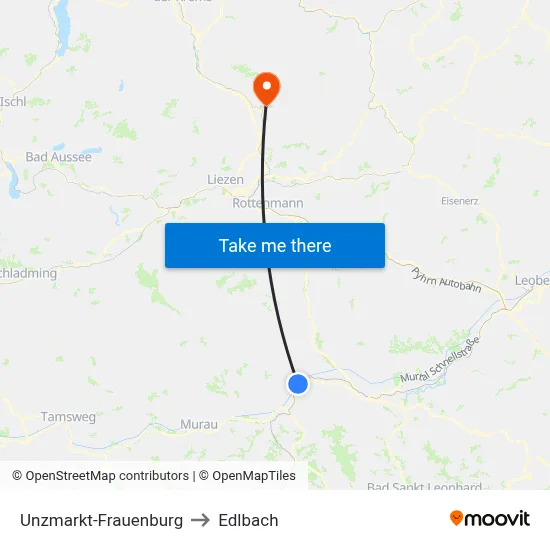 Unzmarkt-Frauenburg to Edlbach map