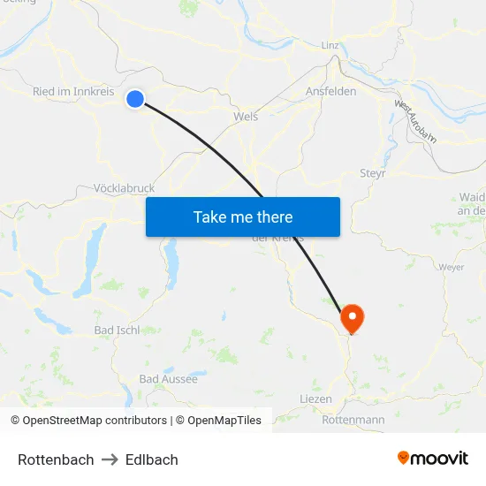 Rottenbach to Edlbach map