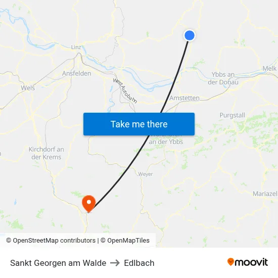 Sankt Georgen am Walde to Edlbach map