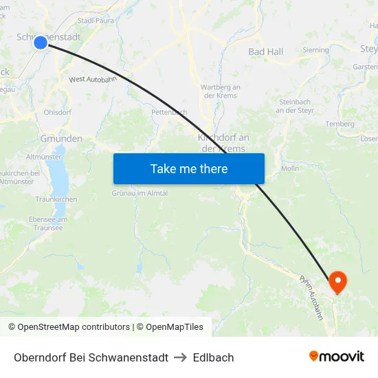 Oberndorf Bei Schwanenstadt to Edlbach map
