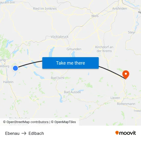 Ebenau to Edlbach map