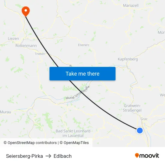 Seiersberg-Pirka to Edlbach map