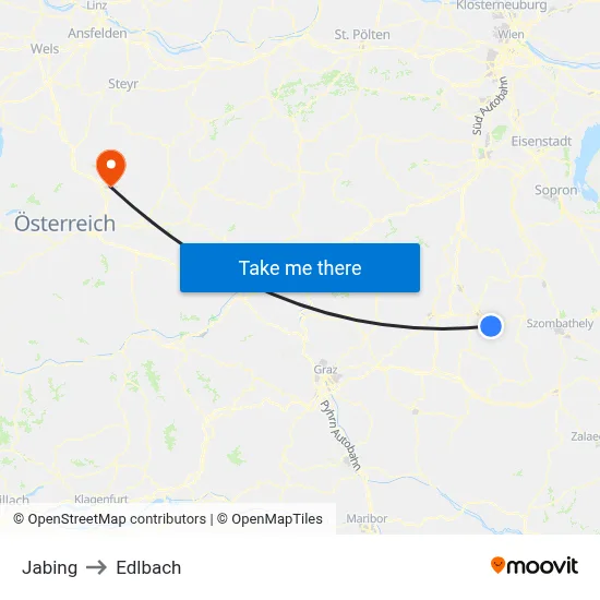 Jabing to Edlbach map