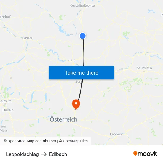 Leopoldschlag to Edlbach map