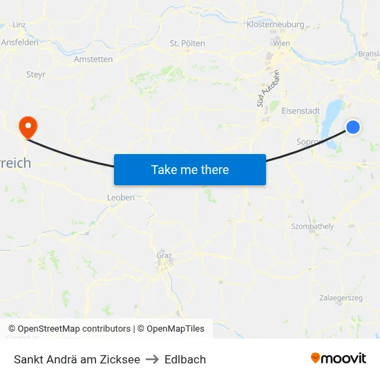 Sankt Andrä am Zicksee to Edlbach map