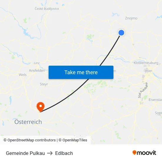 Gemeinde Pulkau to Edlbach map