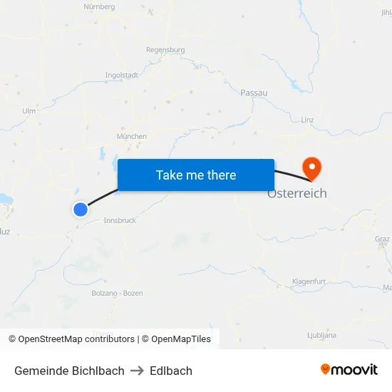 Gemeinde Bichlbach to Edlbach map