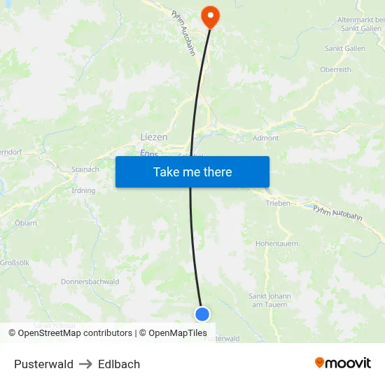 Pusterwald to Edlbach map