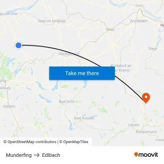 Munderfing to Edlbach map