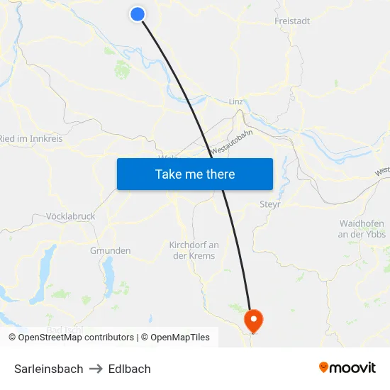 Sarleinsbach to Edlbach map