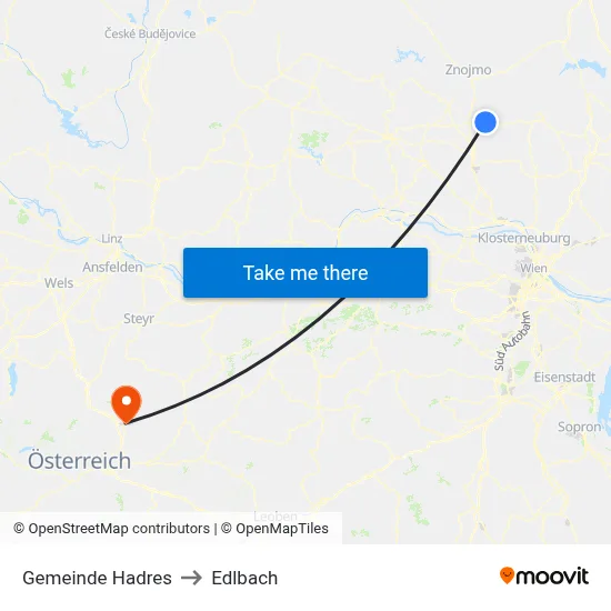 Gemeinde Hadres to Edlbach map