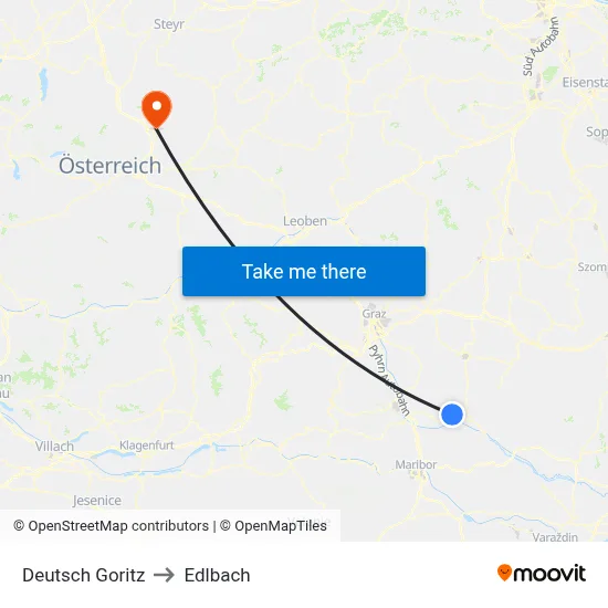 Deutsch Goritz to Edlbach map