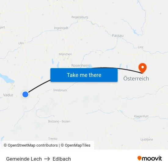 Gemeinde Lech to Edlbach map