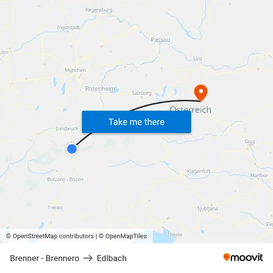 Brenner - Brennero to Edlbach map