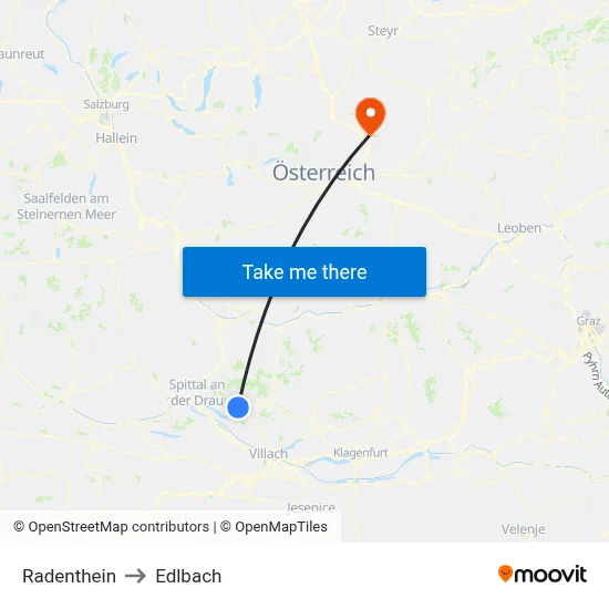 Radenthein to Edlbach map