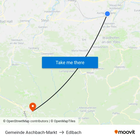 Gemeinde Aschbach-Markt to Edlbach map