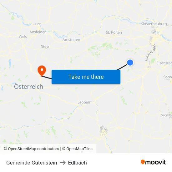 Gemeinde Gutenstein to Edlbach map