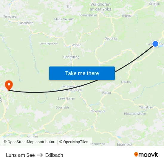 Lunz am See to Edlbach map
