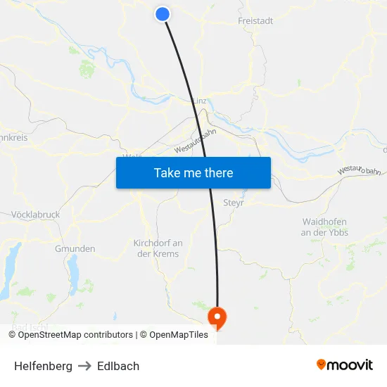 Helfenberg to Edlbach map