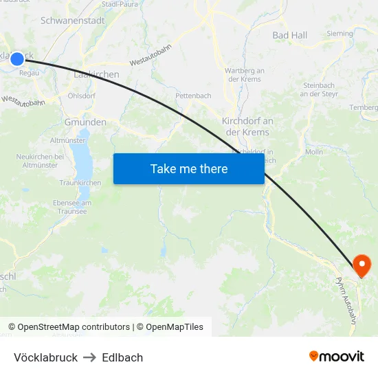 Vöcklabruck to Edlbach map