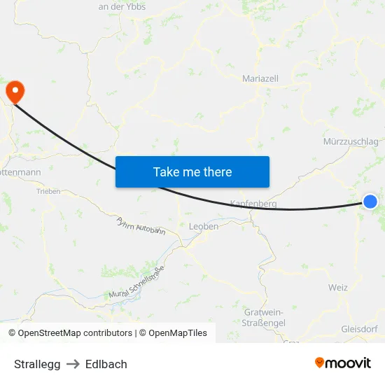 Strallegg to Edlbach map