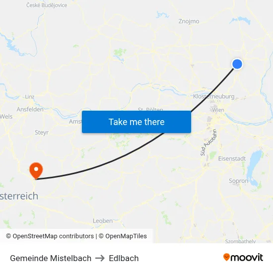 Gemeinde Mistelbach to Edlbach map