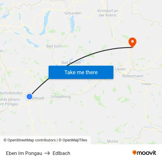 Eben Im Pongau to Edlbach map