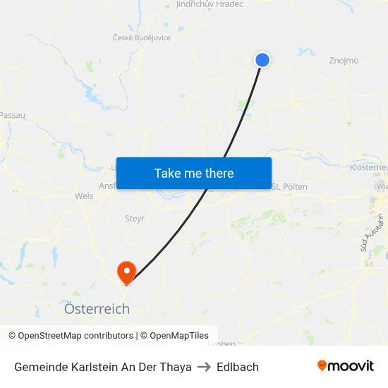 Gemeinde Karlstein An Der Thaya to Edlbach map