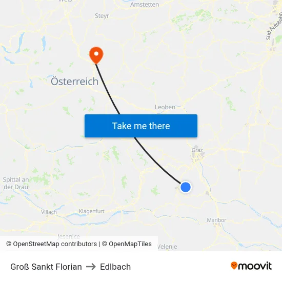 Groß Sankt Florian to Edlbach map