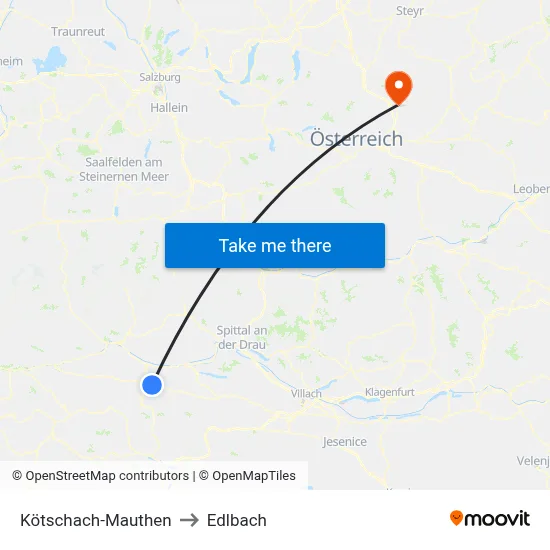 Kötschach-Mauthen to Edlbach map