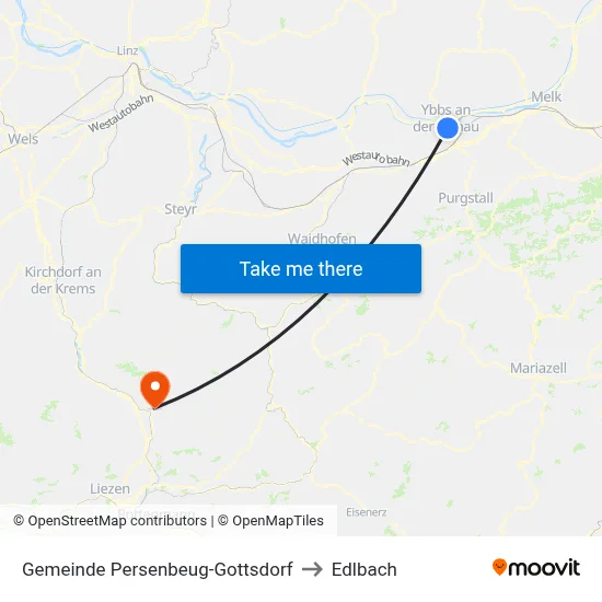 Gemeinde Persenbeug-Gottsdorf to Edlbach map