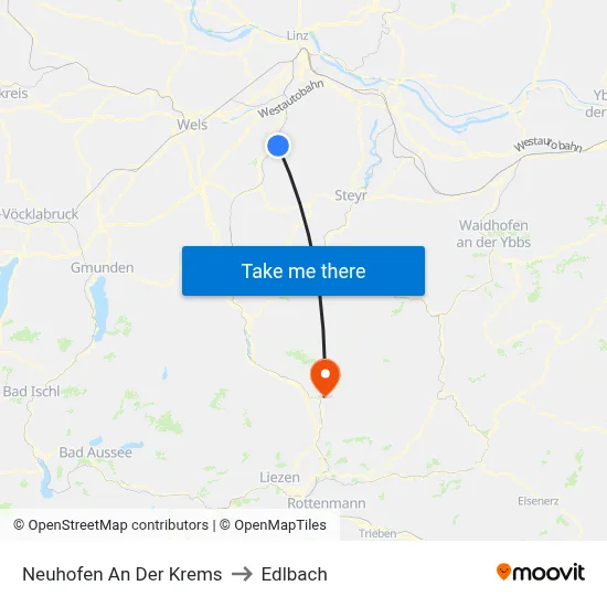 Neuhofen An Der Krems to Edlbach map