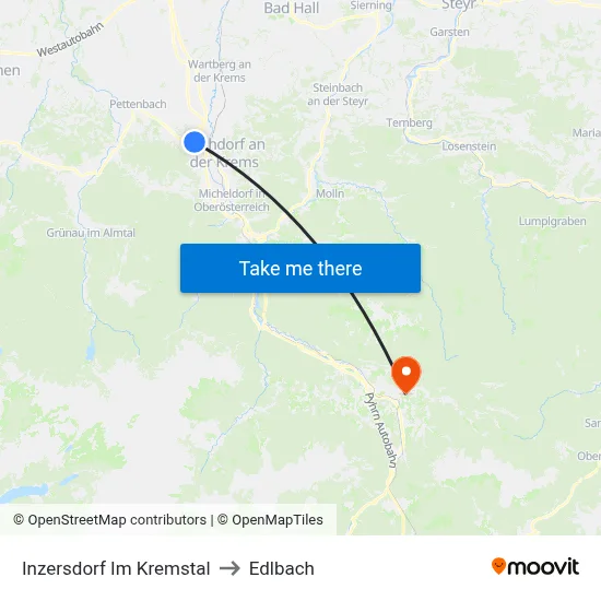 Inzersdorf Im Kremstal to Edlbach map