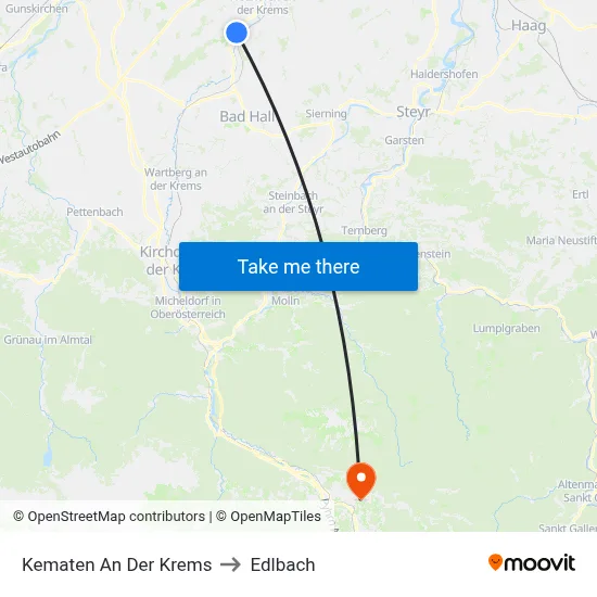 Kematen An Der Krems to Edlbach map