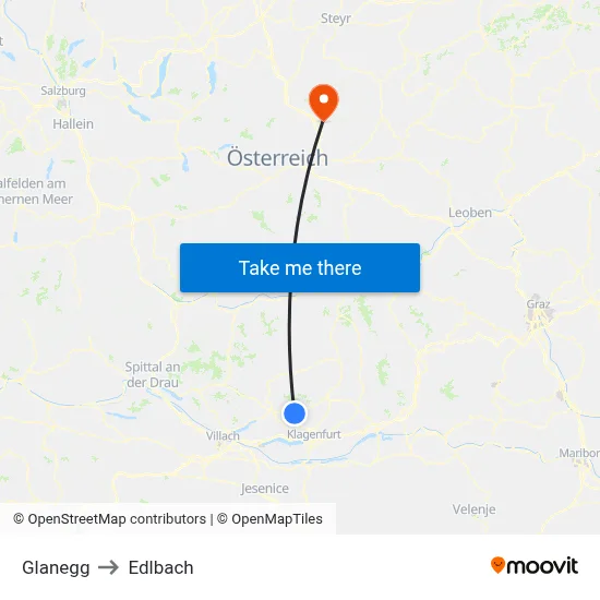 Glanegg to Edlbach map