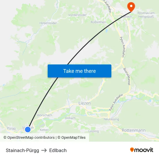 Stainach-Pürgg to Edlbach map