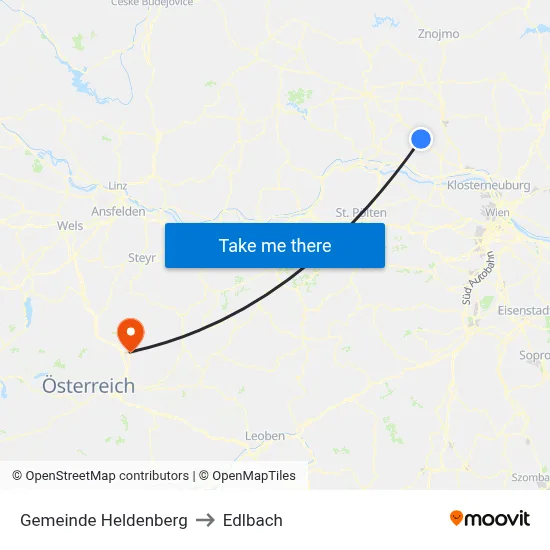 Gemeinde Heldenberg to Edlbach map