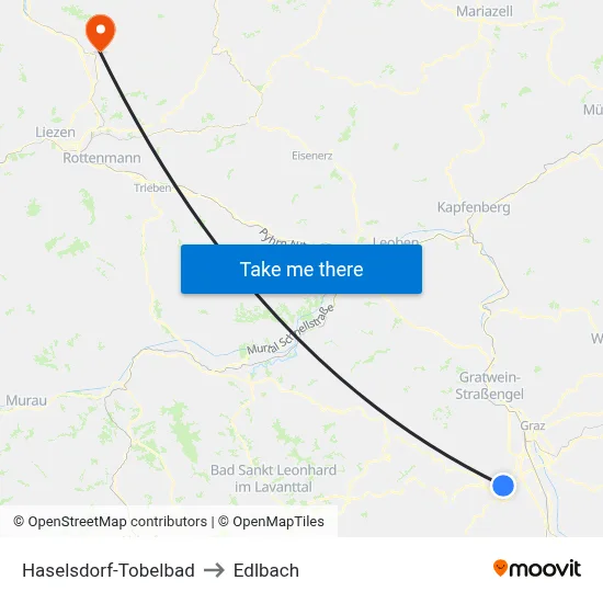 Haselsdorf-Tobelbad to Edlbach map