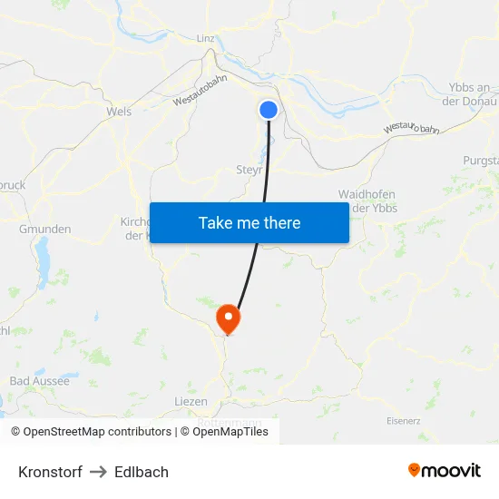 Kronstorf to Edlbach map