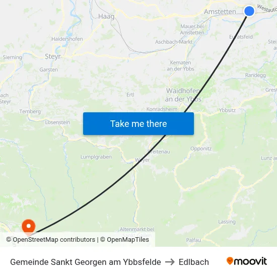Gemeinde Sankt Georgen am Ybbsfelde to Edlbach map