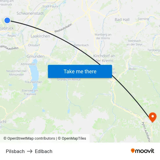 Pilsbach to Edlbach map