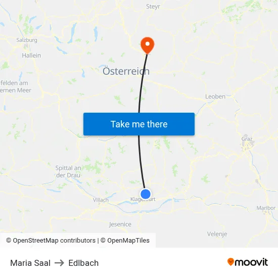 Maria Saal to Edlbach map