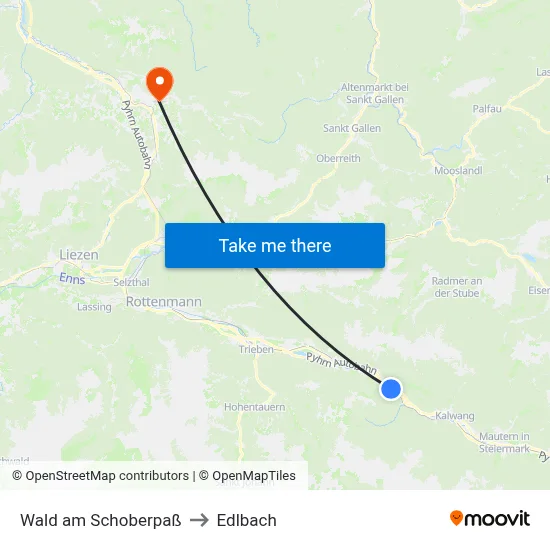 Wald am Schoberpaß to Edlbach map