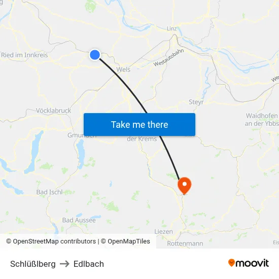Schlüßlberg to Edlbach map