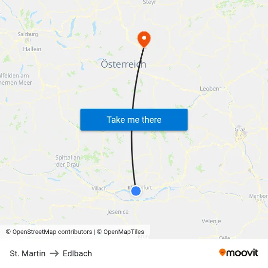 St. Martin to Edlbach map