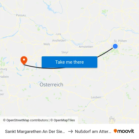 Sankt Margarethen An Der Sierning to Nußdorf am Attersee map