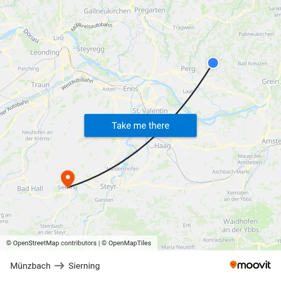 Münzbach to Sierning map