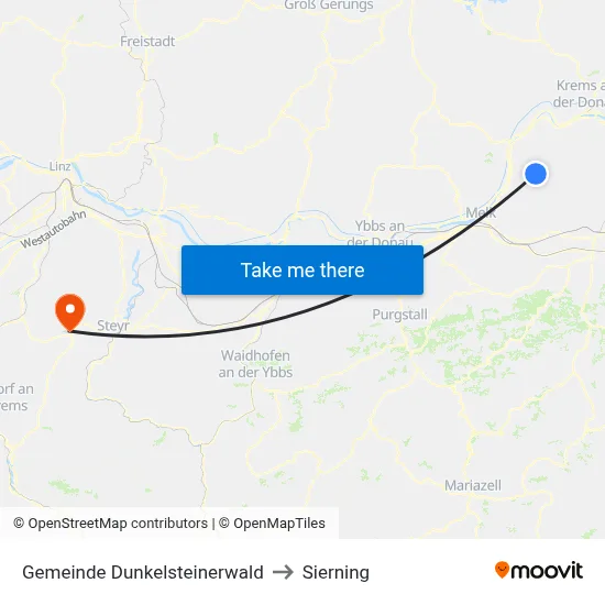 Gemeinde Dunkelsteinerwald to Sierning map