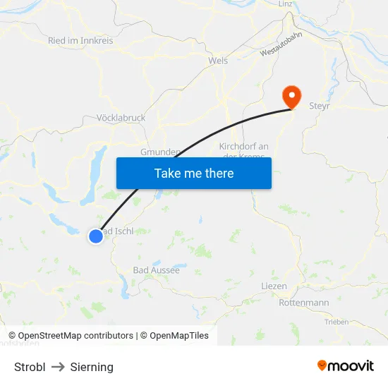 Strobl to Sierning map