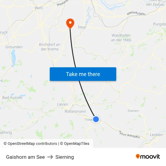 Gaishorn am See to Sierning map